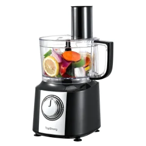 TopStrong 6-in-1 Food Processor – 800W Multifunctional Kitchen Machine with 10-Cup Capacity, Chopping Blade, Slicing & Shredding Discs